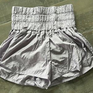 Free people movement shorts in a soft lavender color